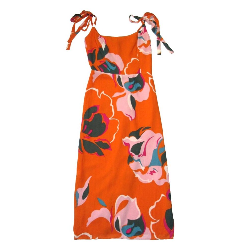 Nwt Reformation Besse Midi In Electra Floral Tie Straps Georgette Tank Dress 2